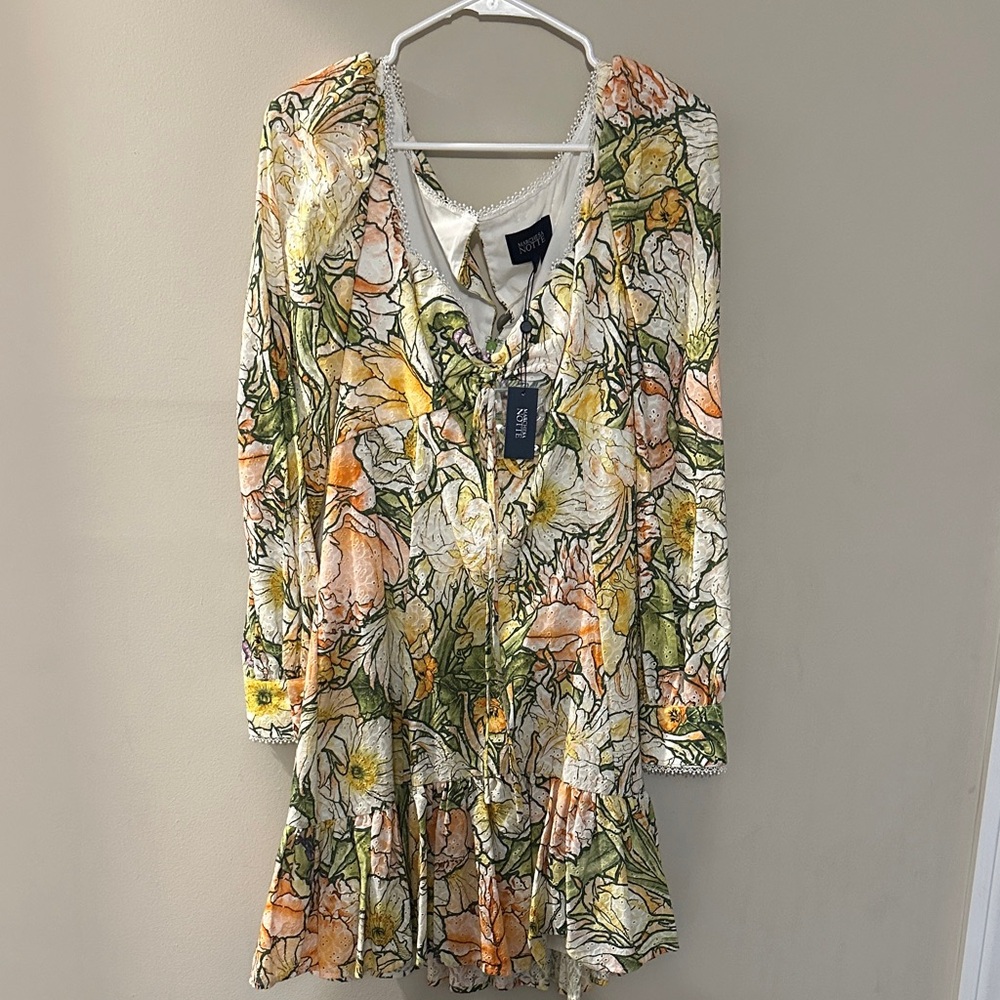 Marchesa Notte Floral Embroidered Dress